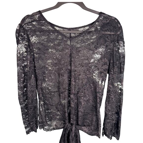 Dark Romantic Fairy Goth Lace Long Sleeve V-Neck Gothic Coquette Y2K Top S/M - Picture 1 of 9
